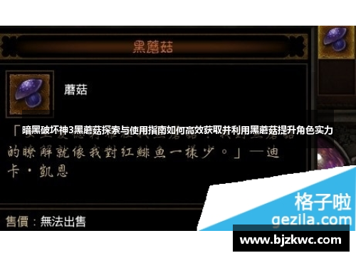 暗黑破坏神3黑蘑菇探索与使用指南如何高效获取并利用黑蘑菇提升角色实力